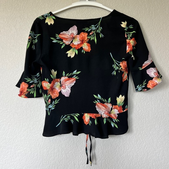 Topshop Ruched Floral Blouse - Picture 4 of 4